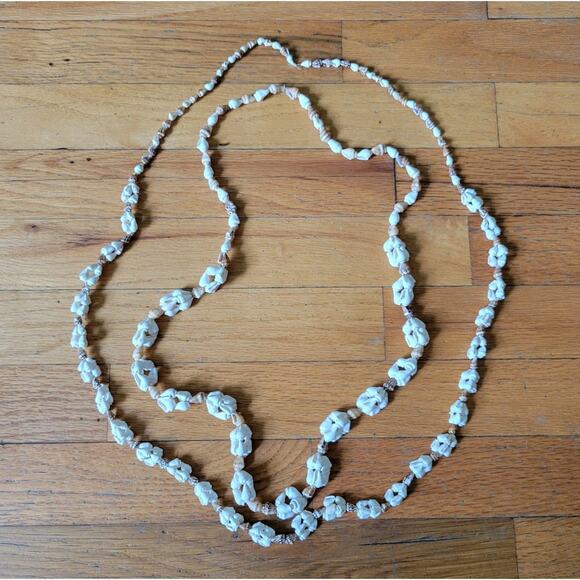 Vintage Natural Shell Lei Necklace Set Of 2 Beach Boho Hawaiian Mermaid Tropical - Picture 5 of 8